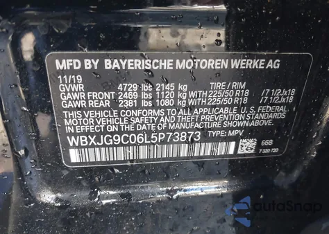 2020 BMW X1 xDrive28I z USA, uszkodzony, nr VIN WBXJG9C06L5P73873